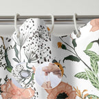 Bivinar Extra Long Green Boho Floral Shower Curtain 72 X 84 Inch, Flower Leaves Boho Chic Bathroom Curtain, Waterproof Fabric Pl
