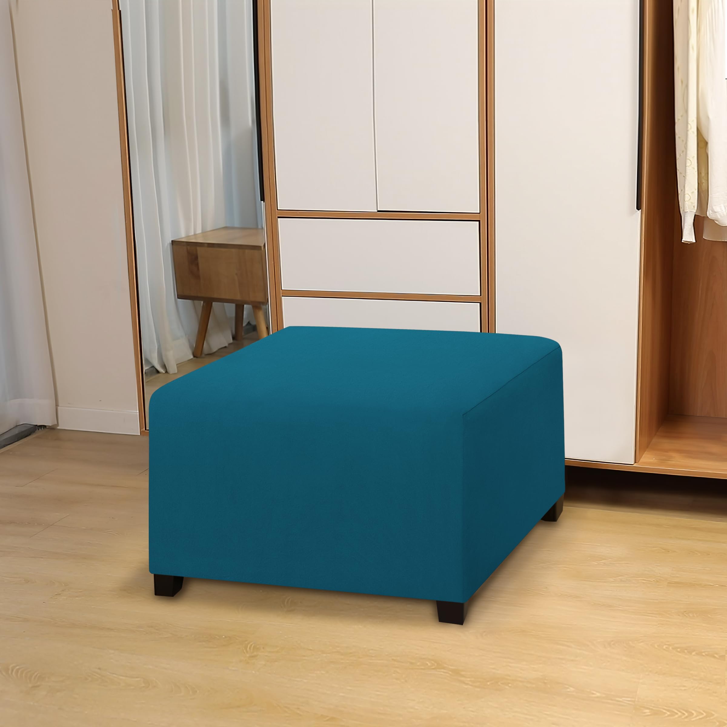 Easy-Going 100% Dual Waterproof Stretch Ottoman Cover 40X40X15Inch Square Folding Storage Stool Furniture Protector Soft Slipcov