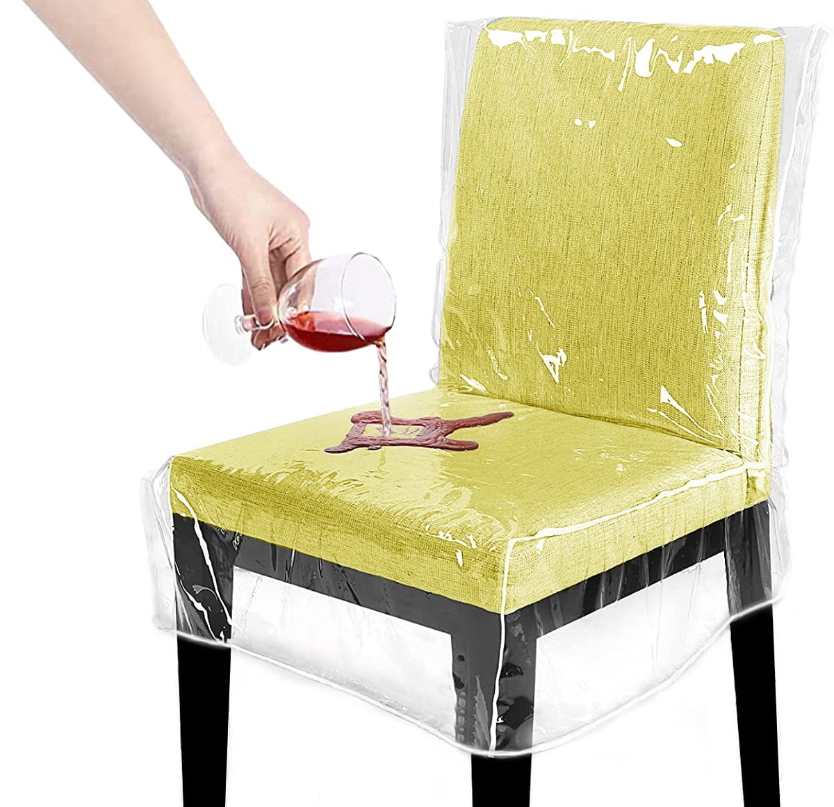 Tridok Plastic Chair Covers For Dining Room Waterproof Plastic Chair Covers With Backrests Heavy Duty Clear Chair Seat Cover, No Dust, Dirt, Spill, Paws And Claws Fit W/21 X D/18 Inch (2 Pack)
