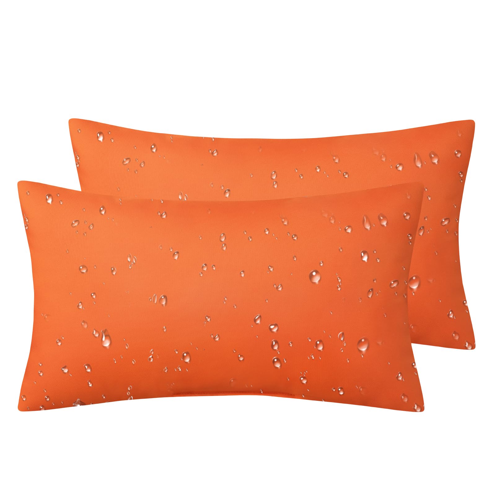 Phantoscope Pack Of 2 Premium Dual Usage Outdoor Pillow Inserts, Waterproof Throw Pillows No Cover Needed, Colorful Decorative Couch Sham Cushion Stuffer Patio Couch Tent, Orange 12 X 20 Inches