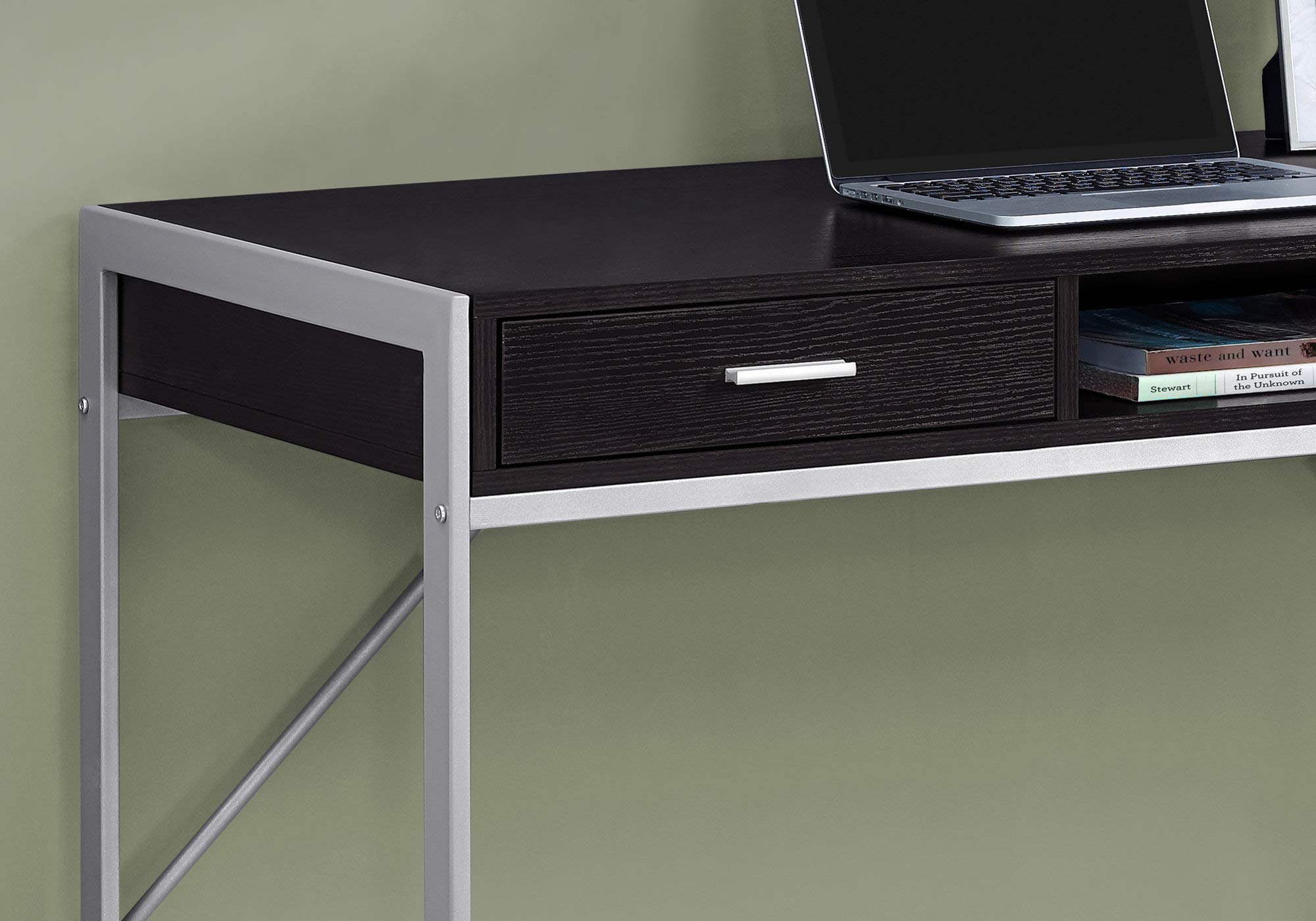 Monarch Specialties Contemporary Laptop Table With Drawers And Shelf Home & Office Computer Desk-Metal Legs, 48&quot; L, Cappuccino