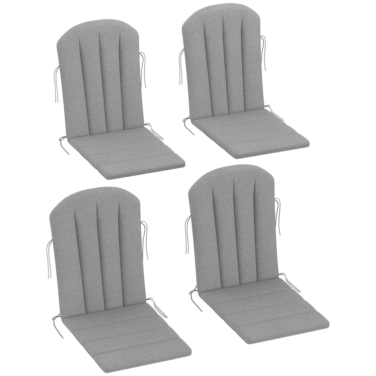 Outsunny Adirondack Chair Cushion Set Of 4, Outdoor Chair Cushions With Ties, 25D High-Density Foam, High Back Patio Chair Cushi