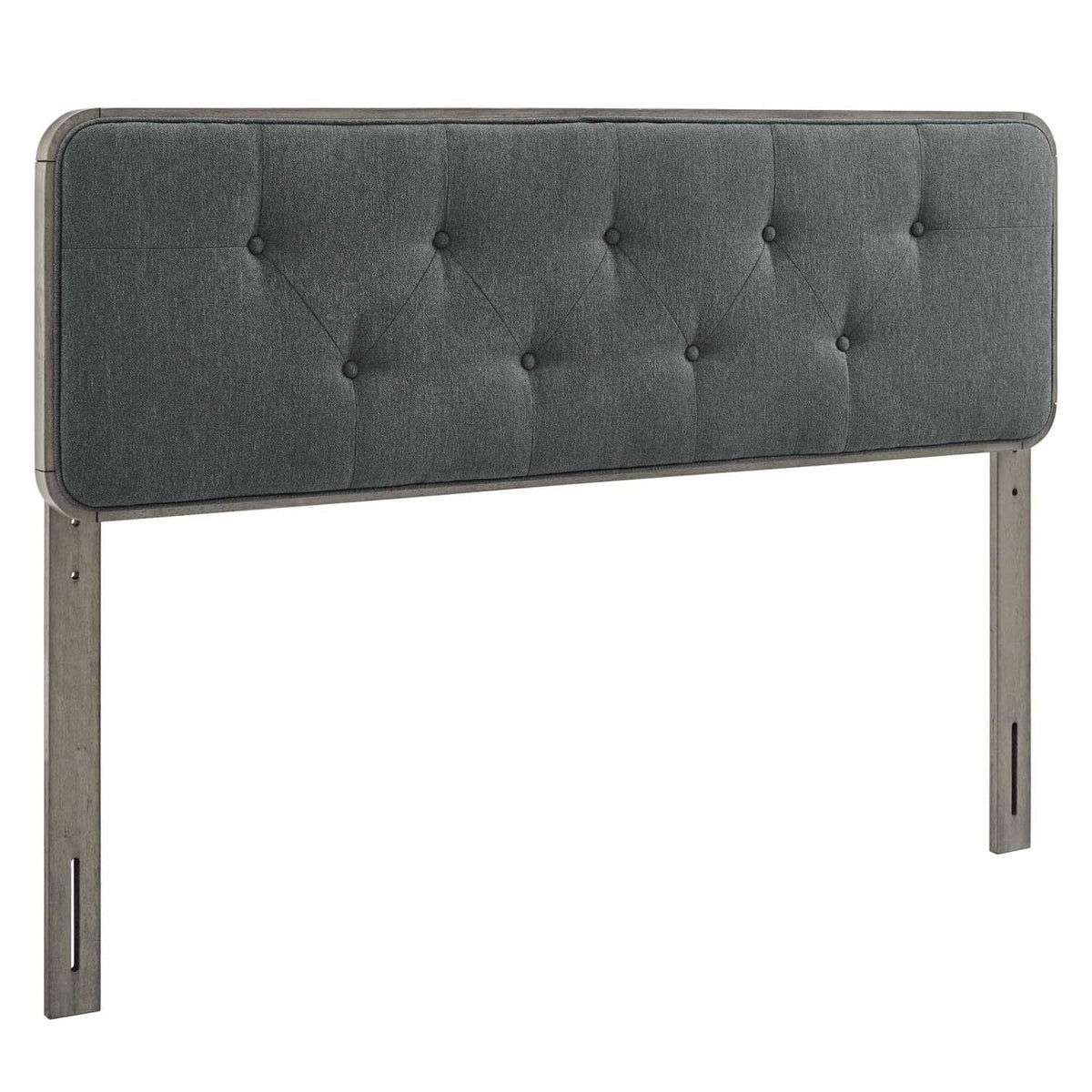 Modway Collins Tufted Fabric And Wood Full Headboard In Gray Charcoal