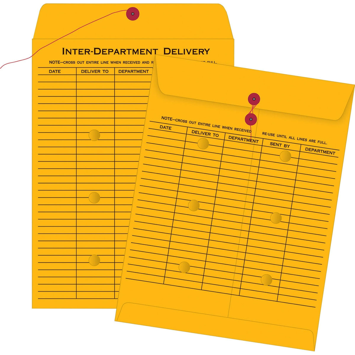 Quality Park Interoffice Envelopes, String And Button, Brown Kraft, 10 X 13, 100 Per Case, (63561)