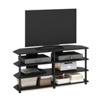 Furinno Econ Easy Assembly 4-Tier Corner TV Stand for TV up to 55-Inch, Blackwood/Black