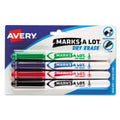 Wholesale Case Of 25 - Avery Marks-A-Lot Whiteboard Pen Style Markers-Dry-Erase Markers, Bullet Tip, 4/St, Assorted