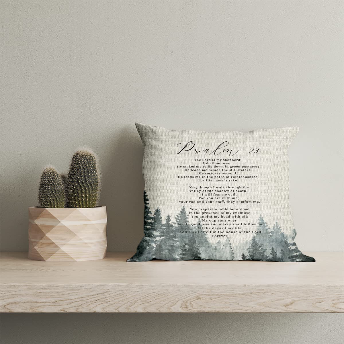 Kongmotree Bible Verse Throw Pillow Cover Cushion Case, Blessing Gift, Scripture Art, Scripture Sayings, Bible Quote, Psalm 23,