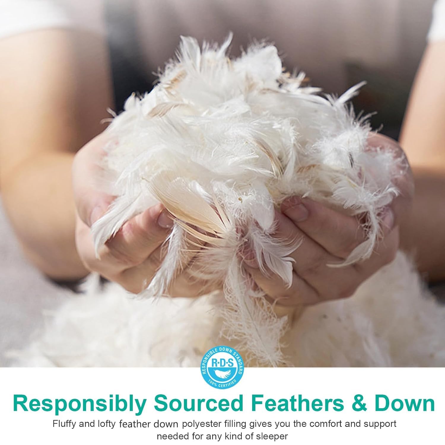 Apsmile Medium Firm Feather Down Pillows King Size Pack Of 1, Luxury Feather Pillow For Sleeping, 100% Organic Cotton Cover Hote