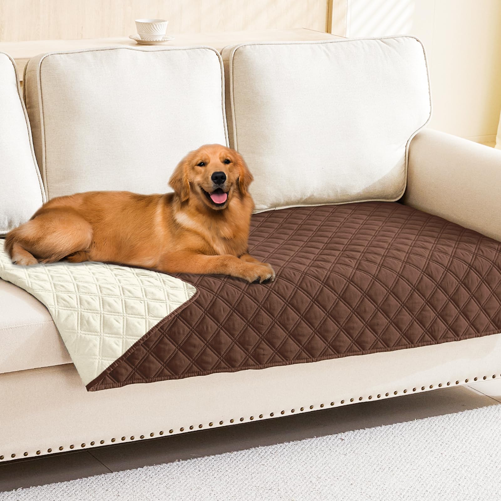 Smiry Waterproof Dog Bed Cover Pet Blanket, Soft Washable Dog Blanket for Furniture Bed Couch Sofa Reversible, Checkered (40x70,