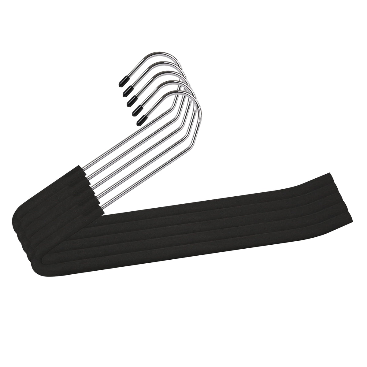 Spring Fever Space Saving Open Ended Heavy Duty Chrome Plating Non Slip Friction Foam Coated Slack Pants Trousers Hangers Black 