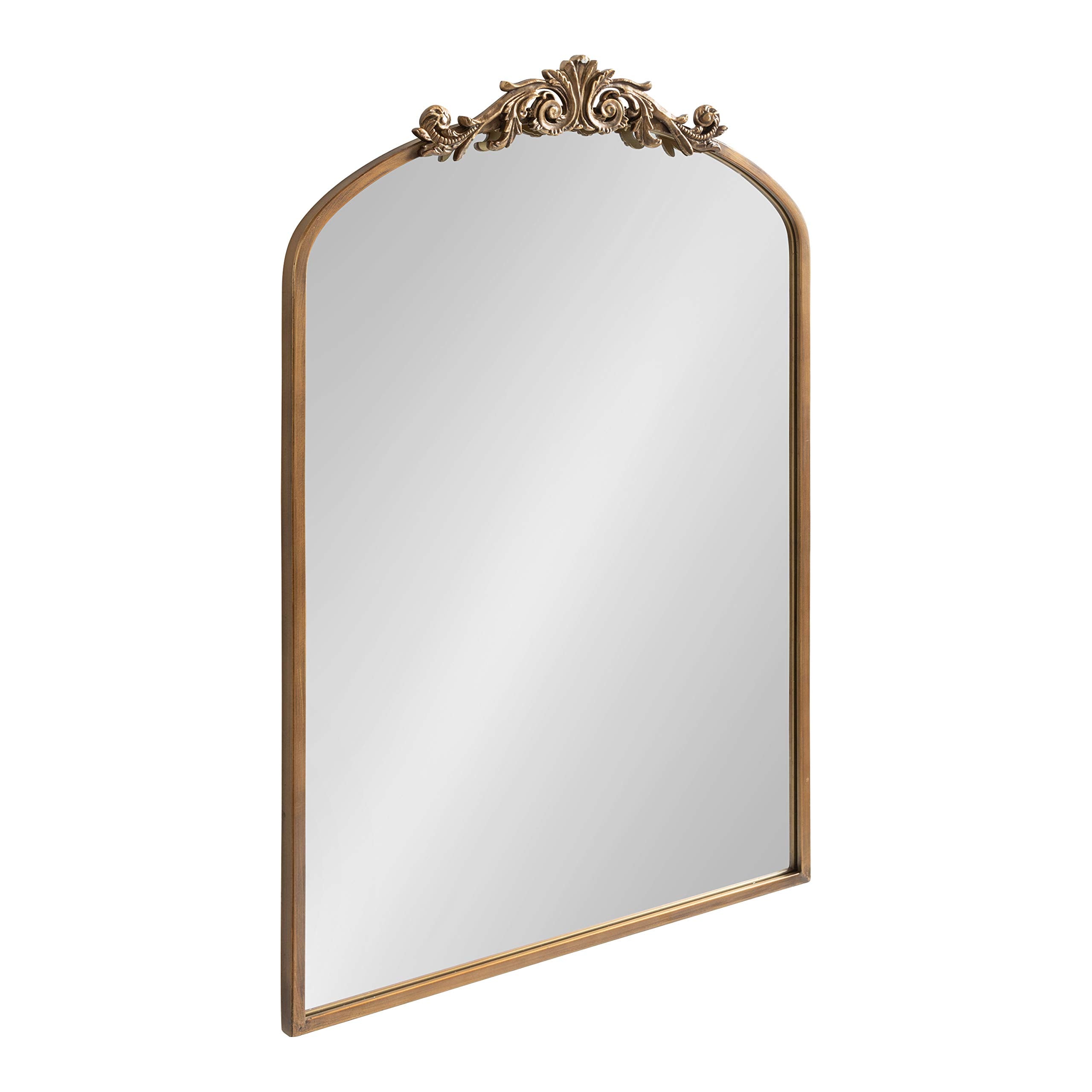 Kate and Laurel Arendahl Traditional Arch Mirror, 24 x 36, Antique Gold, Baroque Inspired Wall Decor
