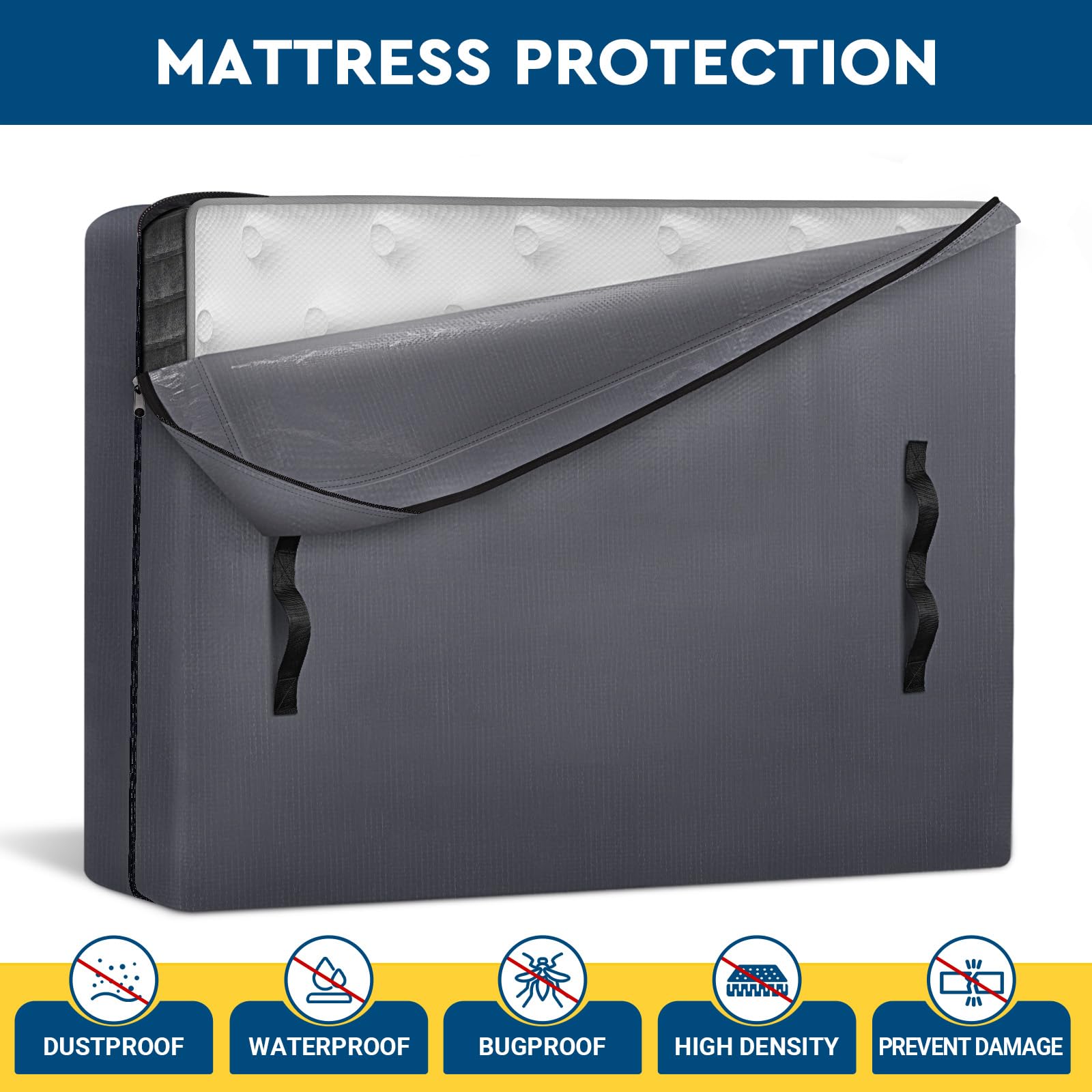 Storageright Mattress Bags For Moving, King Size - Extra Thick Mattress Cover For Moving With 8 Handles And Zipper, Heavy Duty Mattress Bags For Storage, Reusable Mattress Storage Bag, Moving Bag