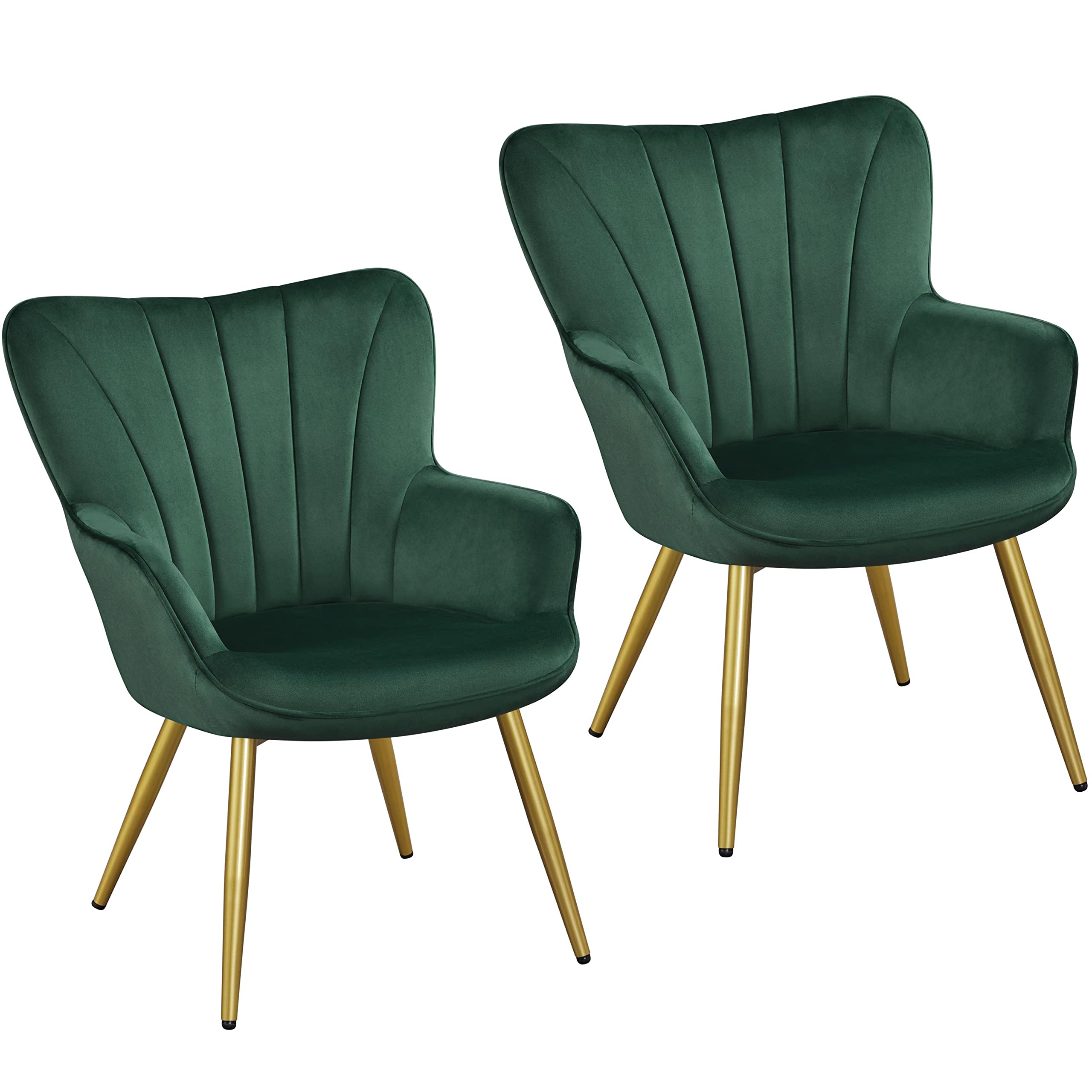 Yaheetech Velvet Accent Chair, Modern Armchair with Wing Side and Metal Legs, Cozy and Soft Padded and High Back for Living Room