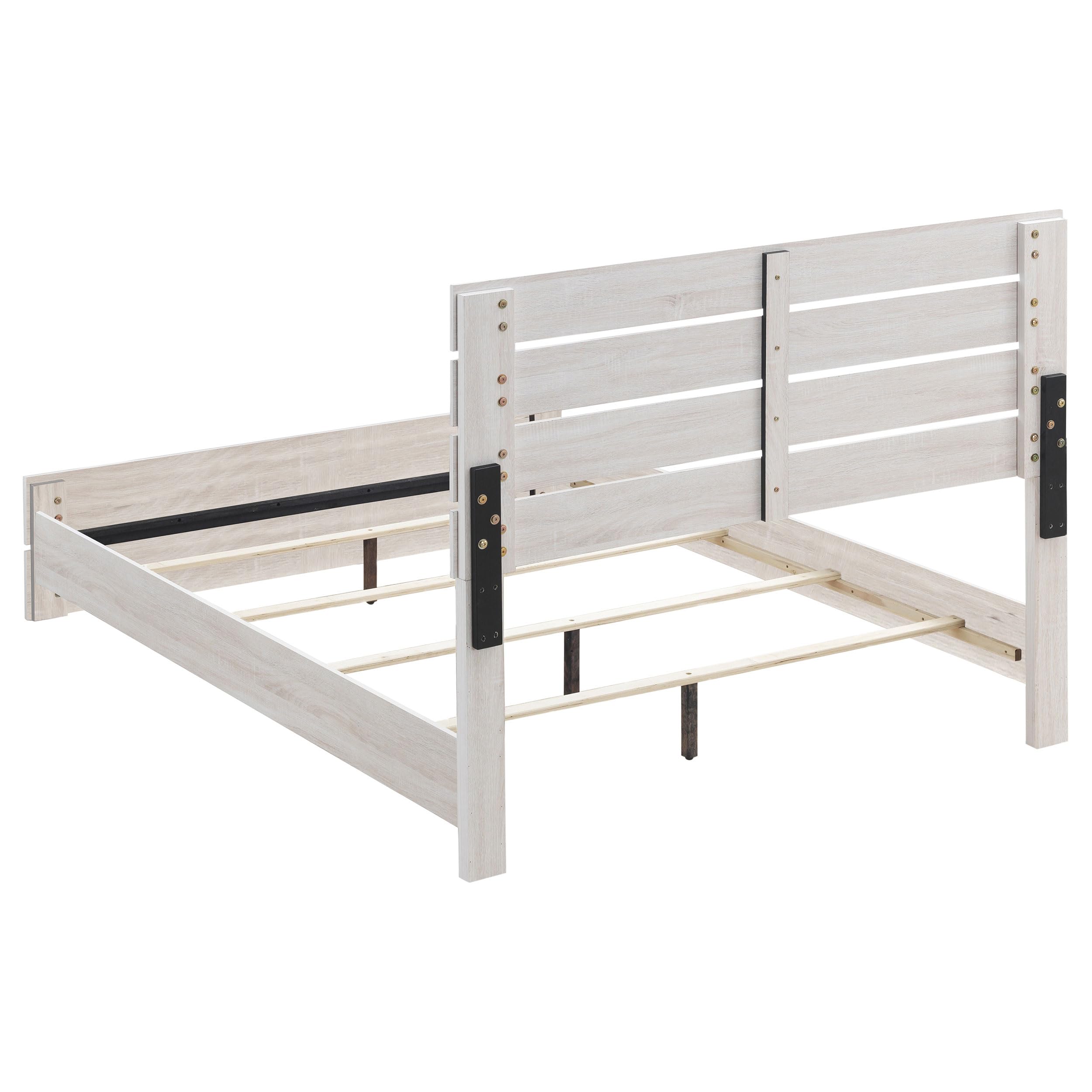 Coaster Home Furnishings Brantford Farmhouse 4-Piece Bedroom Set Eastern King Size Panel Bed Frame 52-inch Headboard Coastal White 207051KE-S4