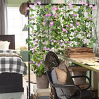 Gtidea Artificial Vines, 2Pcs 15Feet Morning Glory Hanging Plants Silk Garland Fake Green Plant Home Garden Wall Fence Stairway