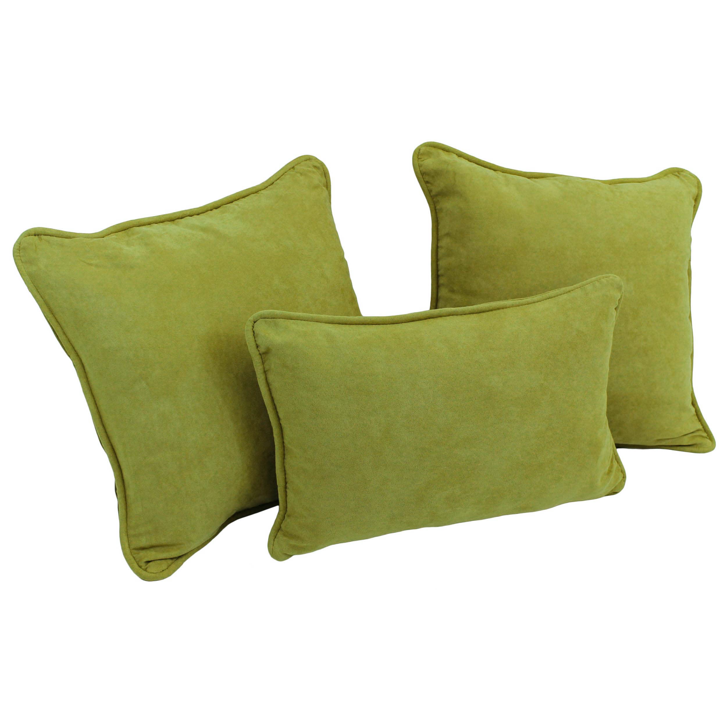 Blazing Needles Corded Microsuede Throw Pillow Set, Mojito Lime 3 Count