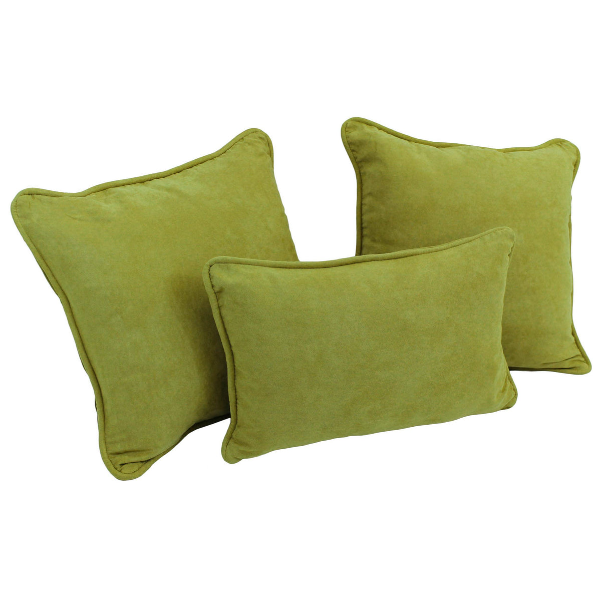 Blazing Needles Corded Microsuede Throw Pillow Set, Mojito Lime 3 Count