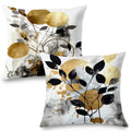 Supwhd Black And Gold Botanical Pillow Covers 18X18 Set Of 2, Abstract Modern Decorative Throw Pillow Covers For Living Room Bed