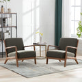 ANJHOME Mid Century Modern Accent Chairs Set of 2, Comfy Fabric Reading Chair with Solid Wood Frame, Easy Assembly Armchair for 