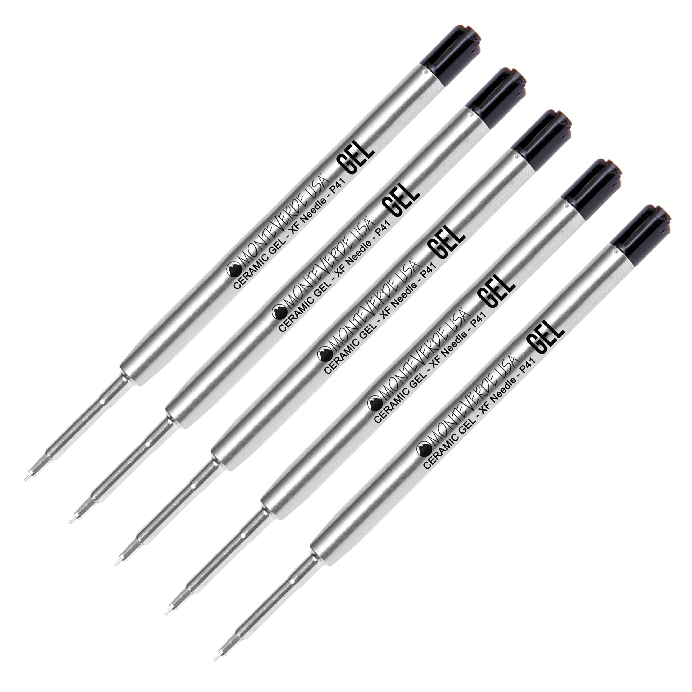 5 - Monteverde Capless Gel Ballpoint Refill To Fit Parker Ballpoint Pens, Needle Point, Extra-Fine (Bulk Packed) (Black)
