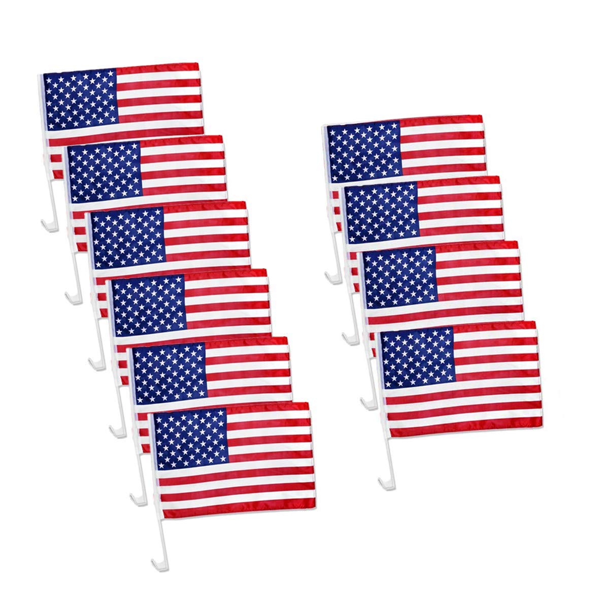 Julysgift Us American Patriotic Car Flag With Window Clip Usa Flag 17' X 12' (10)
