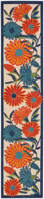 Nourison Aloha Outdoor Multicolor 2'3' X 10' Area Rug, Easy Cleaning, Non Shedding, Bed Room, Living Room, Dining Room, Deck, Backyard, Patio (2X10)