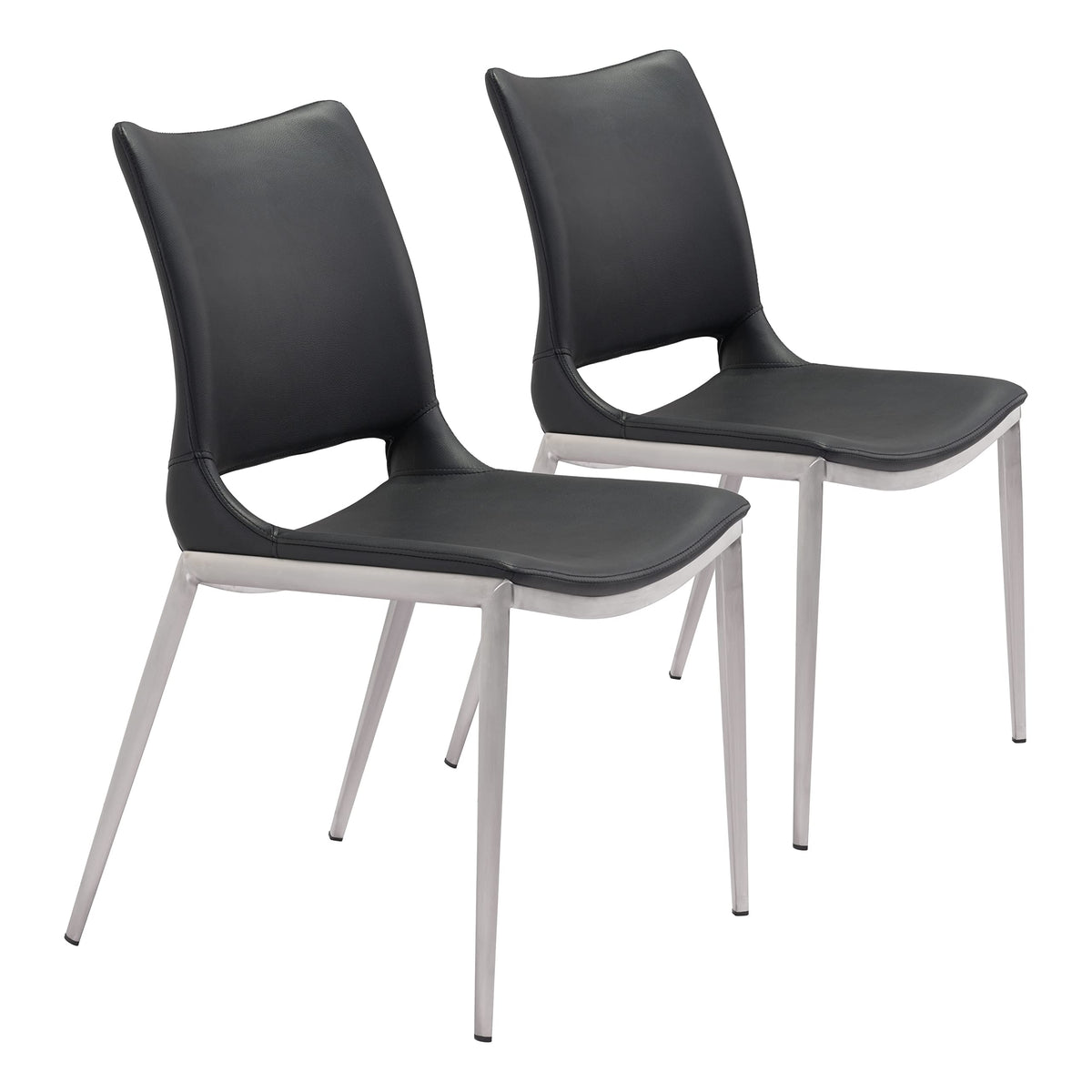 Ace Dining Chair (Set Of 2) Black & Silver