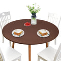 Newisher Round Fitted Table Cover Spandex Stretch Tablecloth Brown Table Top Cover With Elastic Edged For Dining Picnic Patio 48 Inch