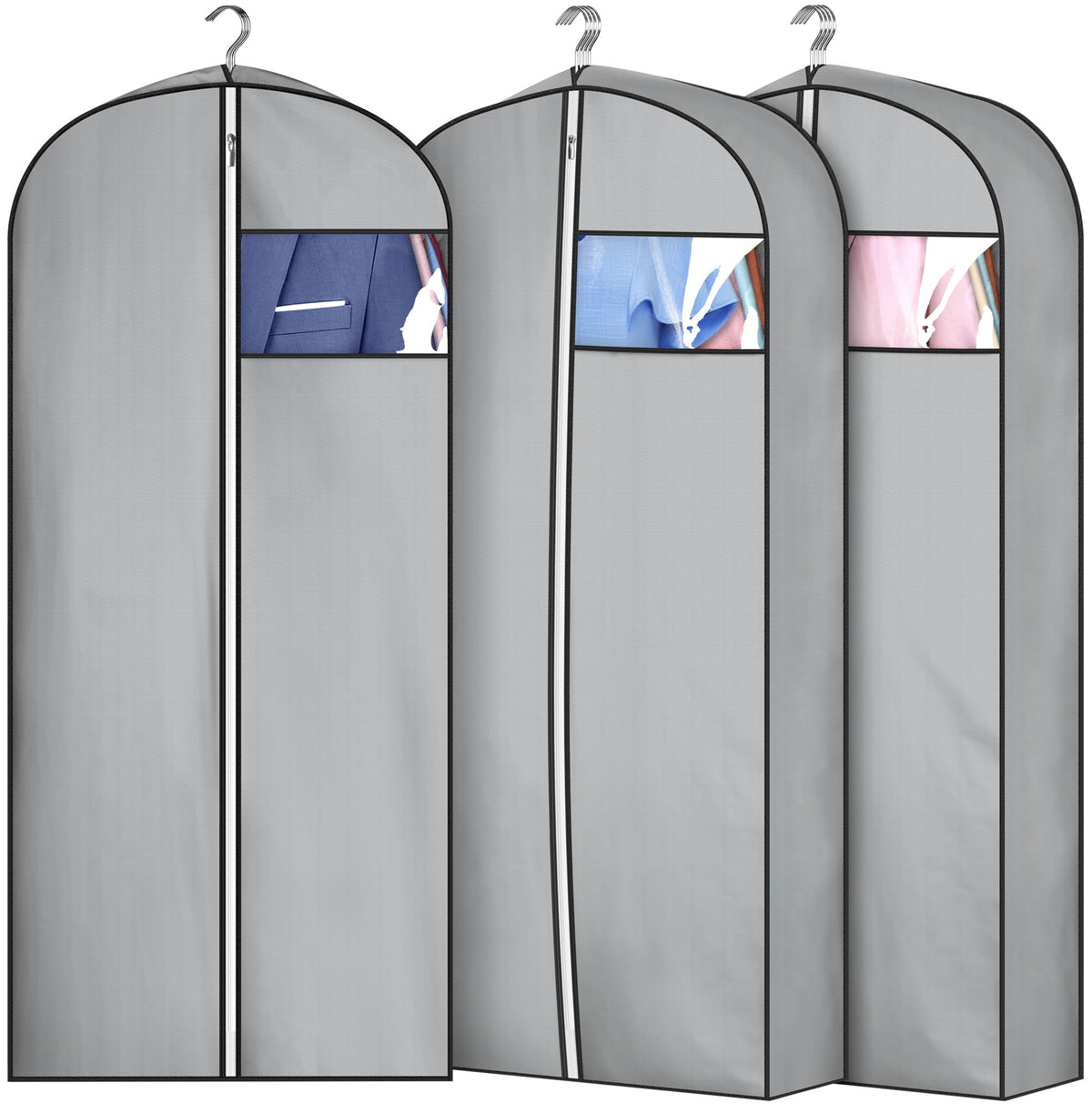 MISSLO 4'' Gusseted Garment Bags for Hanging Clothes 43'' Suit Bags for Closet Storage Waterproof Suit Cover Bags Hanging Clothe