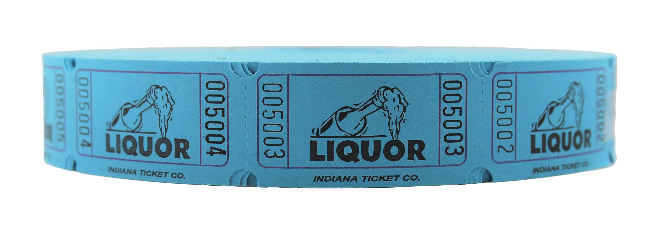 Indiana Ticket Co. Blue Liquor Roll Tickets, 2000 Per Roll, Single Roll, 1X2 Tickets For Free Liquor Giveaways