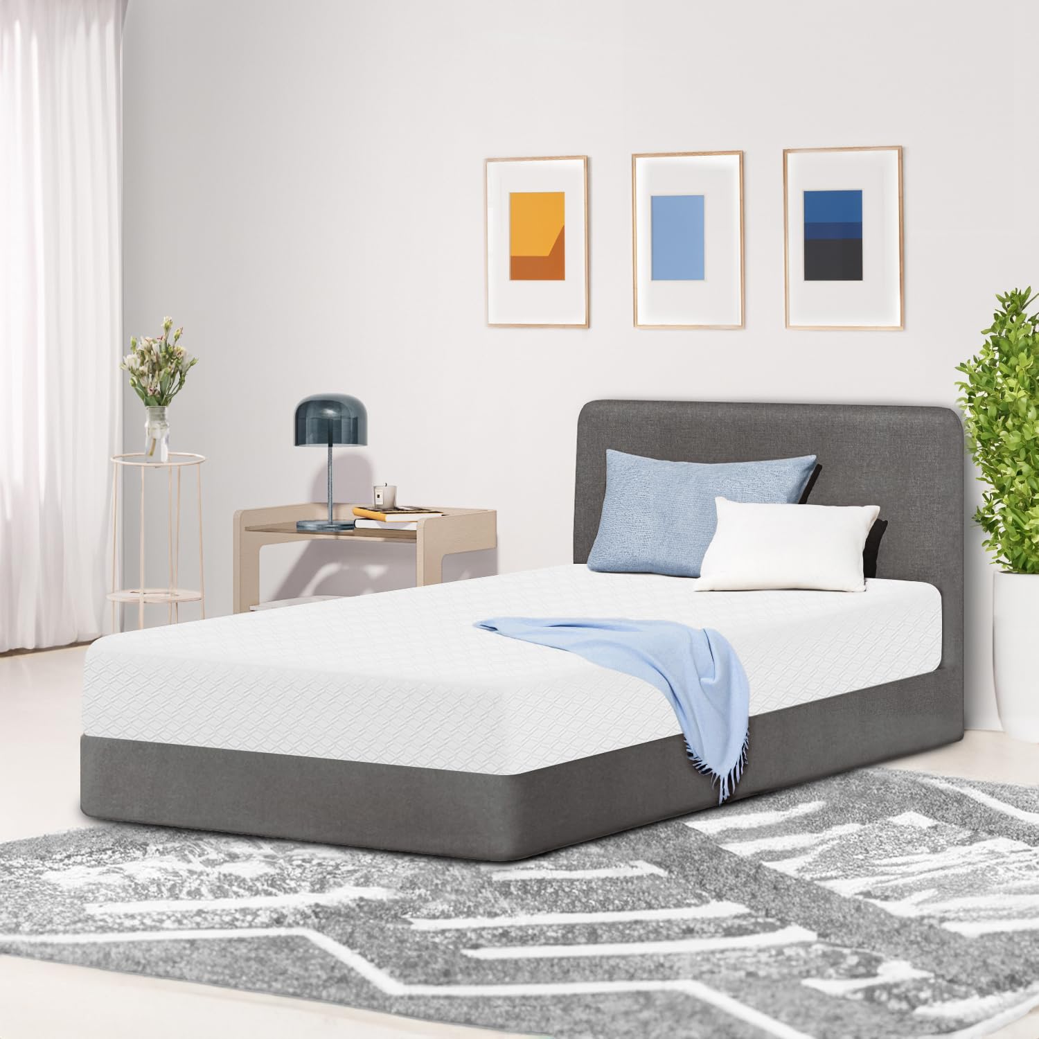 NEO SLEEP 10 Inch Twin Cooling Gel Memory Foam Medium Firm Mattress Cool Sleep Pressure Relief CertiPUR-US Certified Mattress-in