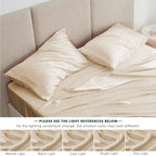 Love'S Cabin Full Size Satin Sheet Sets - 4 Piece Beige Silky Satin Sheet Set Full With Deep Pocket, Luxury Silk Feel Satin Bed Sheets Full Bedding Set (1 Flat Sheet,1 Fitted Sheet,2 Pillow Cases)