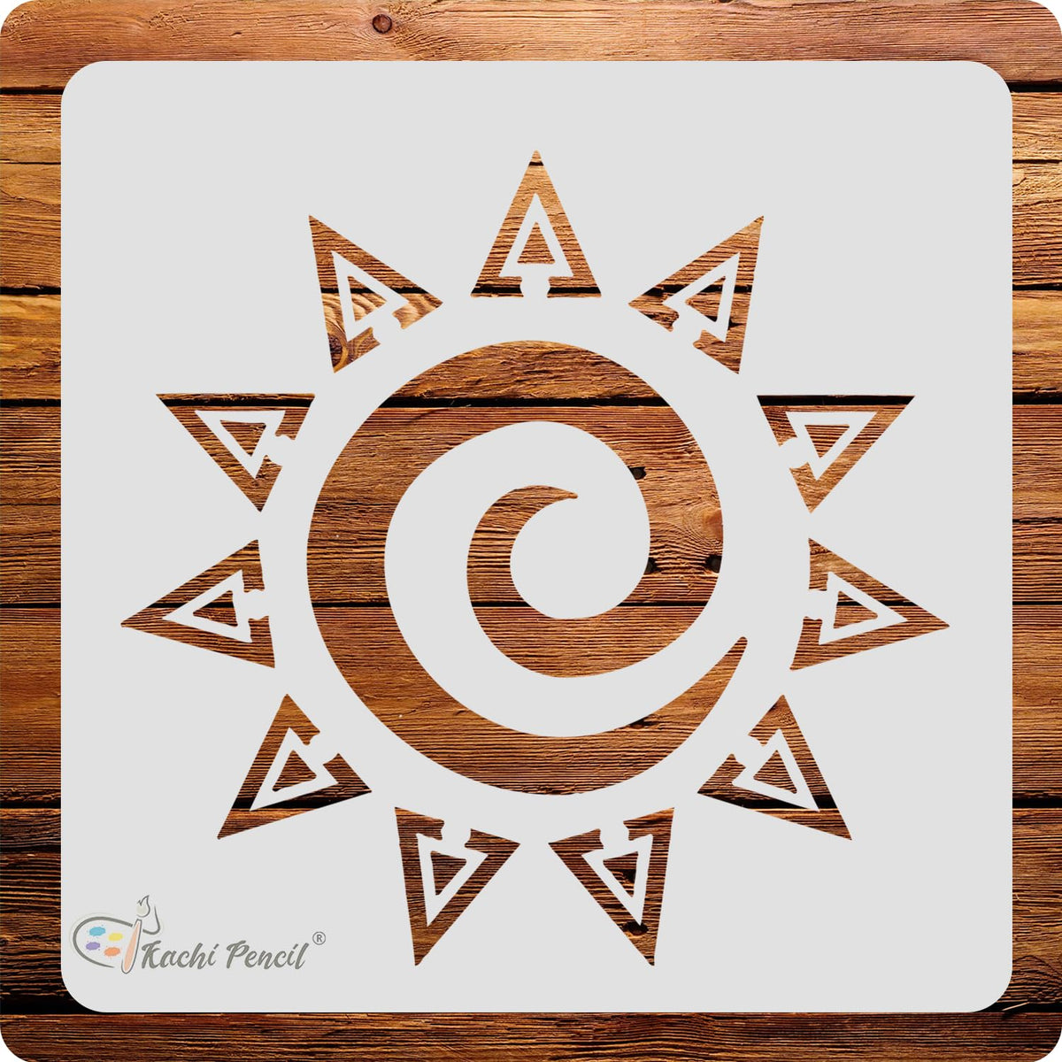 Kachi Pencil Round Design Mandala Art Stencils for Art, Craft and Painting, Size 6 x 6 inch Reusable Stencil for Painting, Fabri