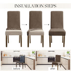 Mosayt 100% Waterproof Dining Room Chair Covers Set Of 6, Super Fit Stretch Jacquard Parson Chairs Slipcovers Removable Washable