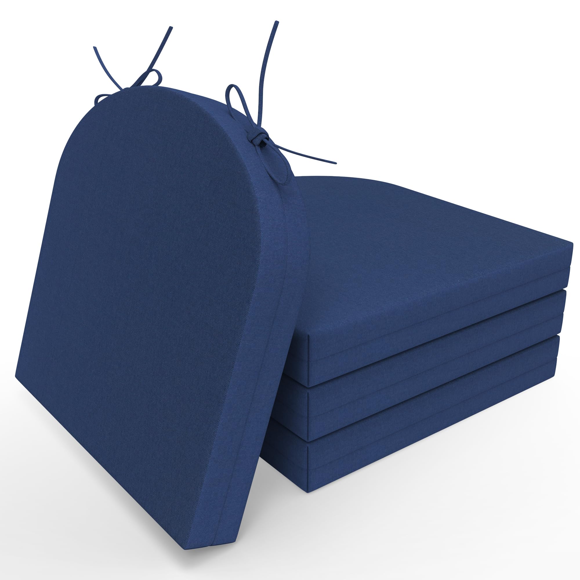 Polyaround Outdoor Cushions For Patio Furniture Set Of 4, 17 X 16 X 2 Inch Waterproof Outdoor Chair Seat Cushions, Navy Blue D-S
