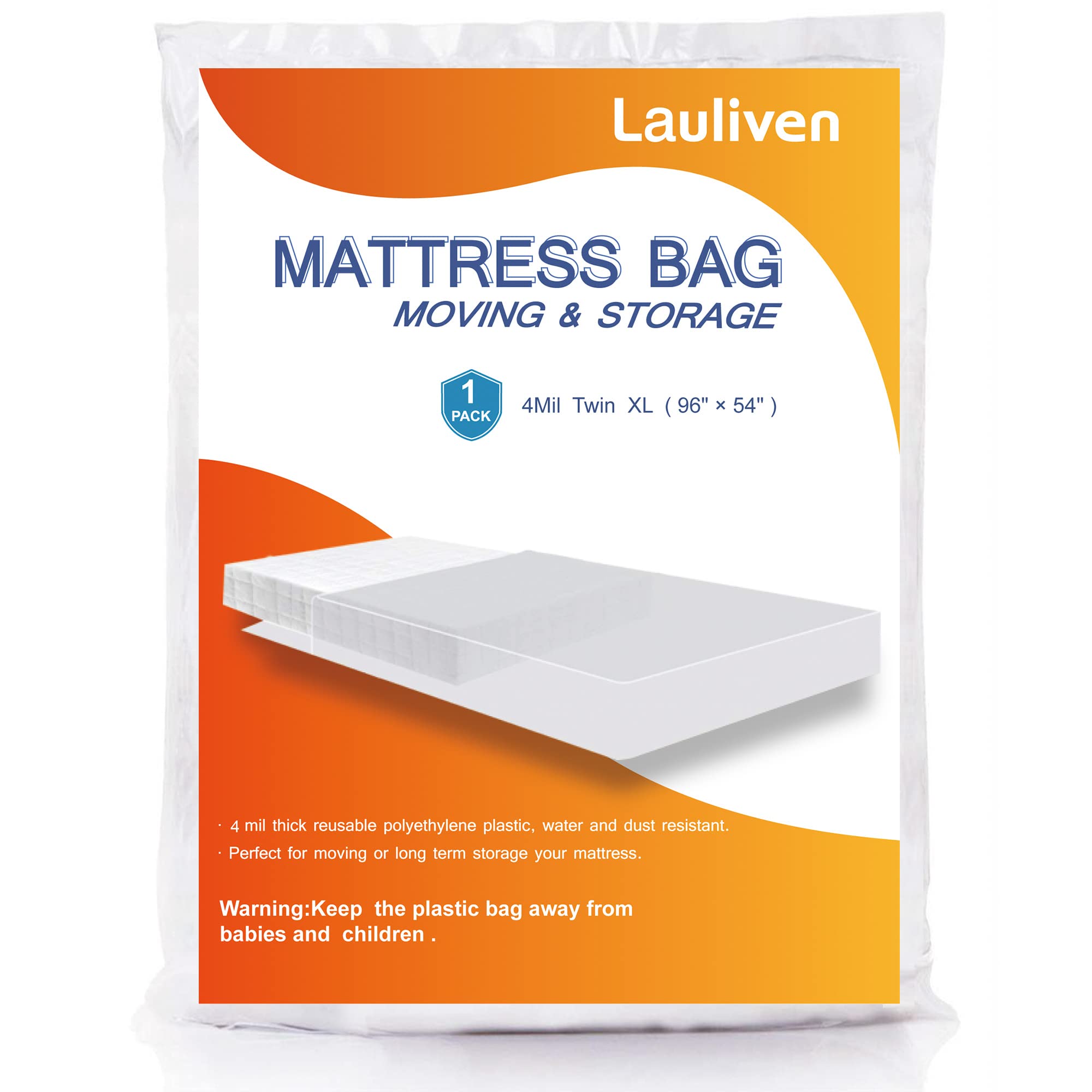 4 Mil Mattress Bag For Moving And Storage, Twin Xl Mattress Storage Bag, Plastic Heavy Duty Mattress Bags For Long -Term Storage