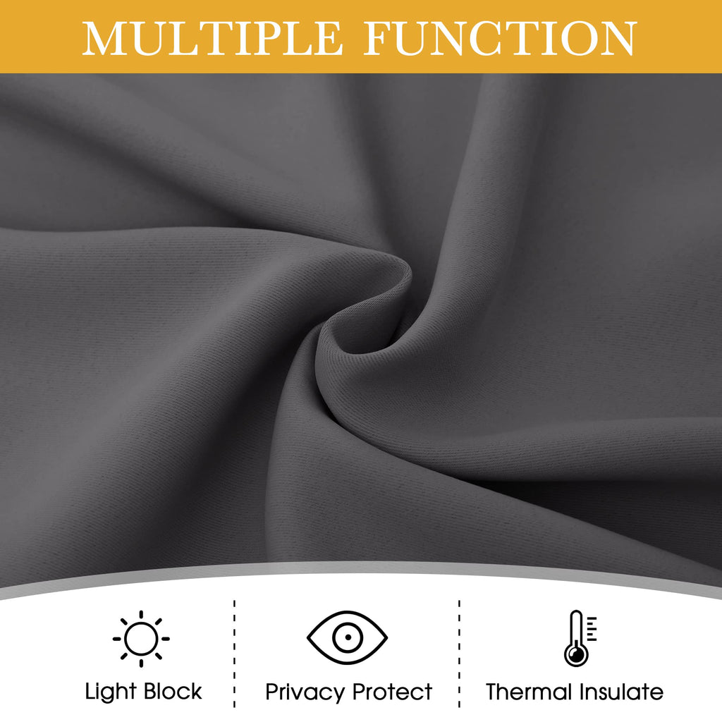 Ryb Home Grey Blackout Curtains For Living Room, Room Darkening Privcay Window Treatment For Bedroom Closet Basement, W37 X L45
