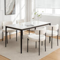 Riknuxi Boucle Dining Chairs Set of 4, Round Upholstered Dining Chairs with Black Metal Legs, White Modern Dining Room Chairs fo