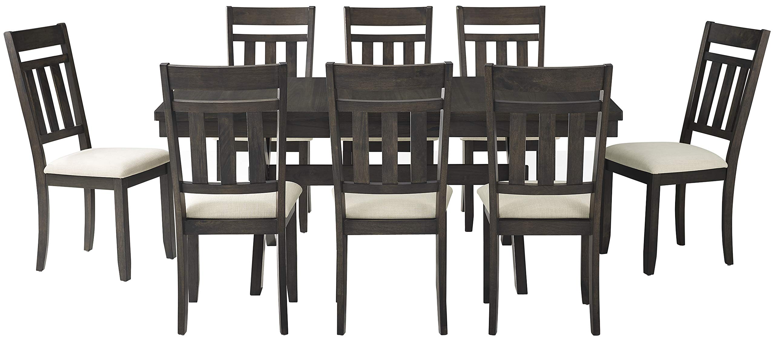 Crosley Furniture Hayden 9-Piece Modern Farmhouse Dining Table Set for 8 with Slat Back Chairs, Slate