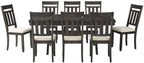 Crosley Furniture Hayden 9-Piece Modern Farmhouse Dining Table Set for 8 with Slat Back Chairs, Slate