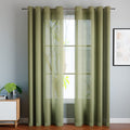 Encasa XO Cotton Linen Sheer Curtains, Linen Textured Sage Green
