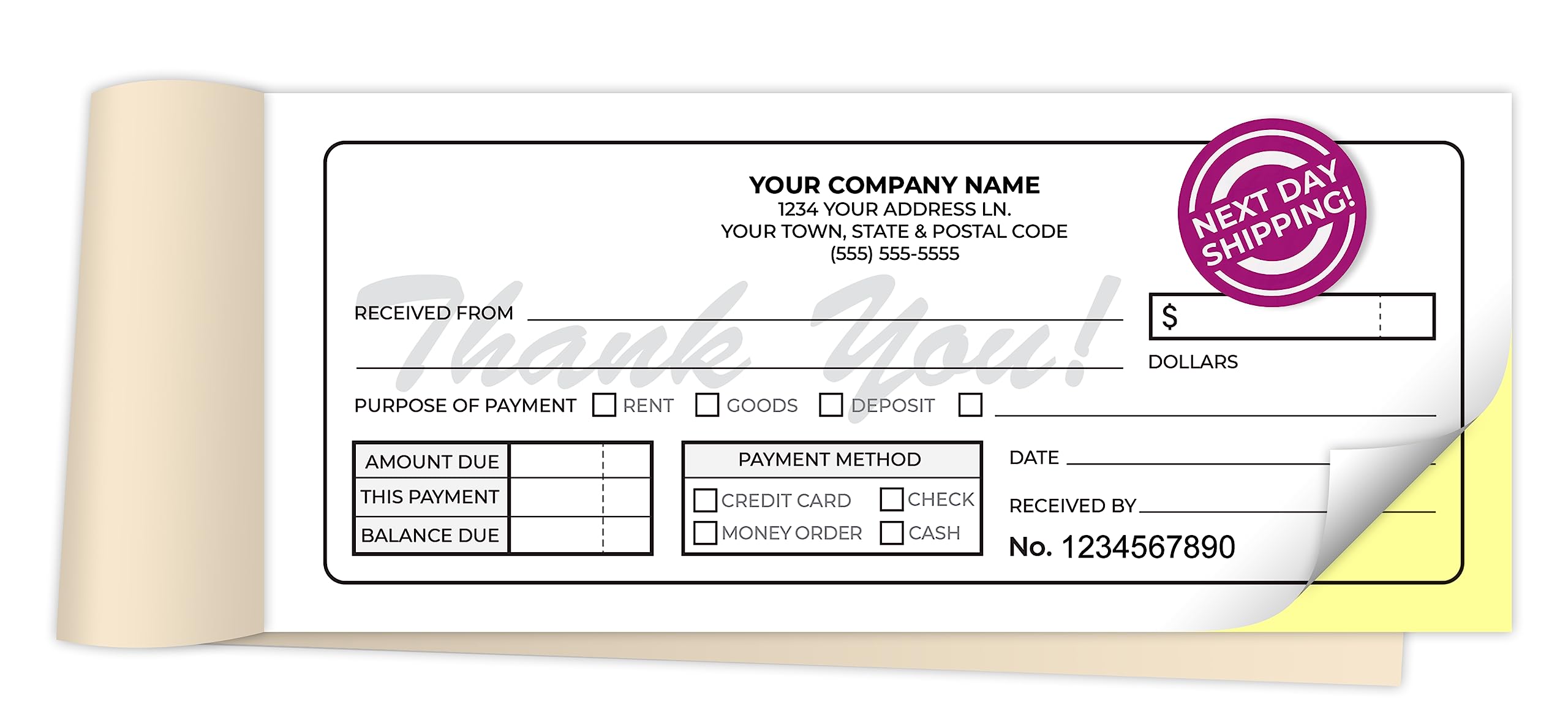 Custom 2.83 ' X 7 ' Carbonless Ncr Books In 2-Part Duplicate Invoices, Receipts, Work Orders, Sales Orders, Purchase Orders, E