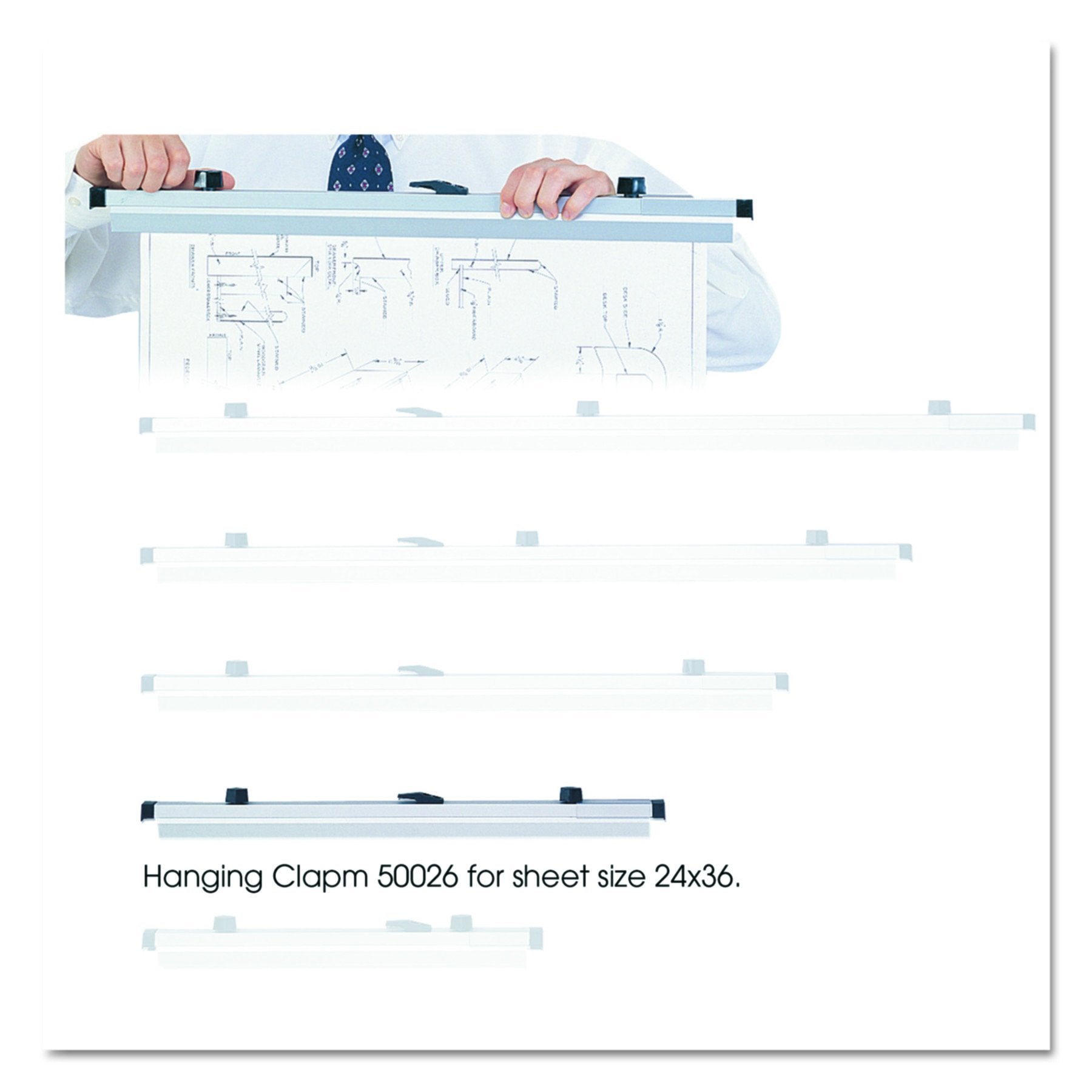 Safco Products 50026 24' Hanging Clamps For 24' X 36' Sheets, Gray, Set Of 6