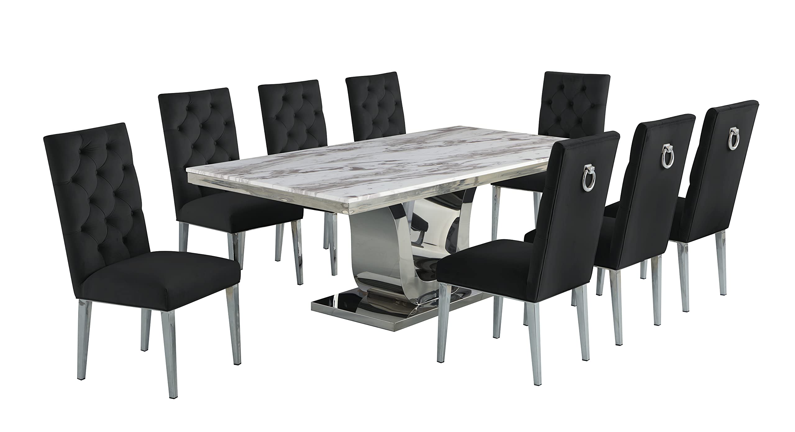 Best Quality Furniture D13-8Sc71 Dining Set, Black