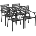 Giantex Set of 4 Patio Dining Chairs, Outdoor Stackable Metal Chair W/Armrests, Reinforced Steel Frame, Outside Bistro Chairs fo