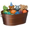 BluPup Metal Dog Toy Bin, Copper, Oval