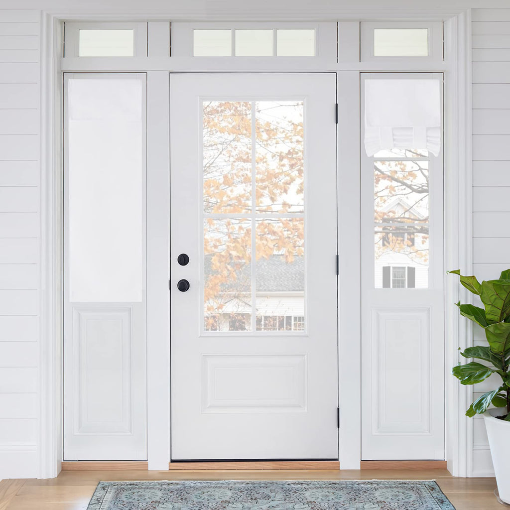 Ryb Home 2 Panels Sidelight Door Curtains For Front Door, Privacy Half Door Window Curtains Thermal Insulate Covering For Patio Door Glass Door Front Door, 12 Inch X 40 Inch, Pure White