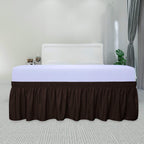 Purefit Wrap Around Ruffled Bed Skirt With Adjustable Elastic Belt - 14 Inch Drop Easy To Put On, Wrinkle Free Bedskirt Dust Ruffles, Bed Frame Cover For Twin,Twin Xl And Full Size Beds, Chocolate