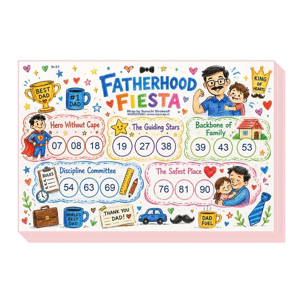 Suruchi Strokes Father Tambola Ticket | Dad Theme Housie for Birthday Retirement Farewell Party Game (30 Ticket)