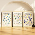 SoulAbiti Flower Market  Chicago Los Angeles Mumbai set of 3 Framed Wall Print 12x18 inch Light Brown Frame PlexiGlass Floral A